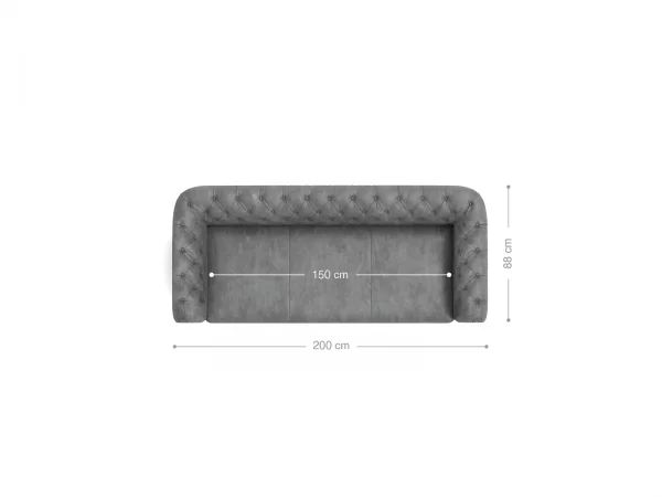 Canapea Chesterfield cu 3 locuri 200x88 cm Vintage Taupe Couch