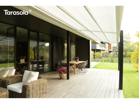 Pergola Tarasola Light din aluminiu, acoperis retractabil textil, 3x5 m